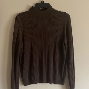 Vintage women’s Brown Ribbed Sweater mock turtle neck Hasting & Smith medium